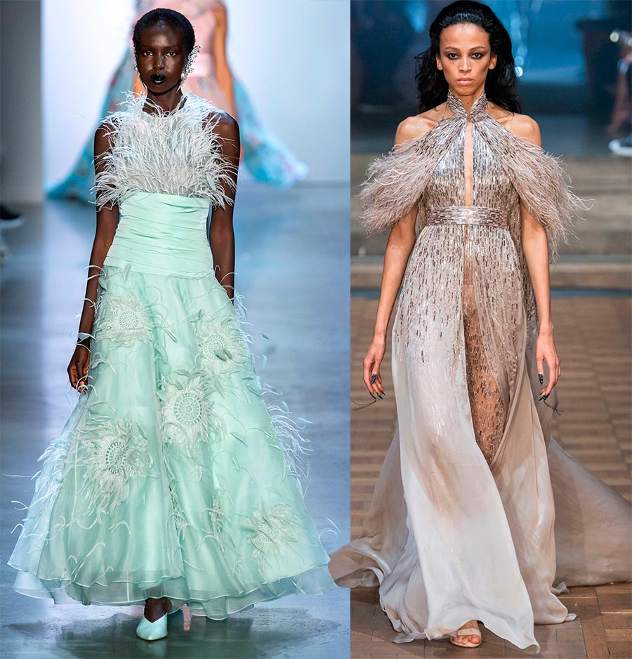 Robes chics à plumes