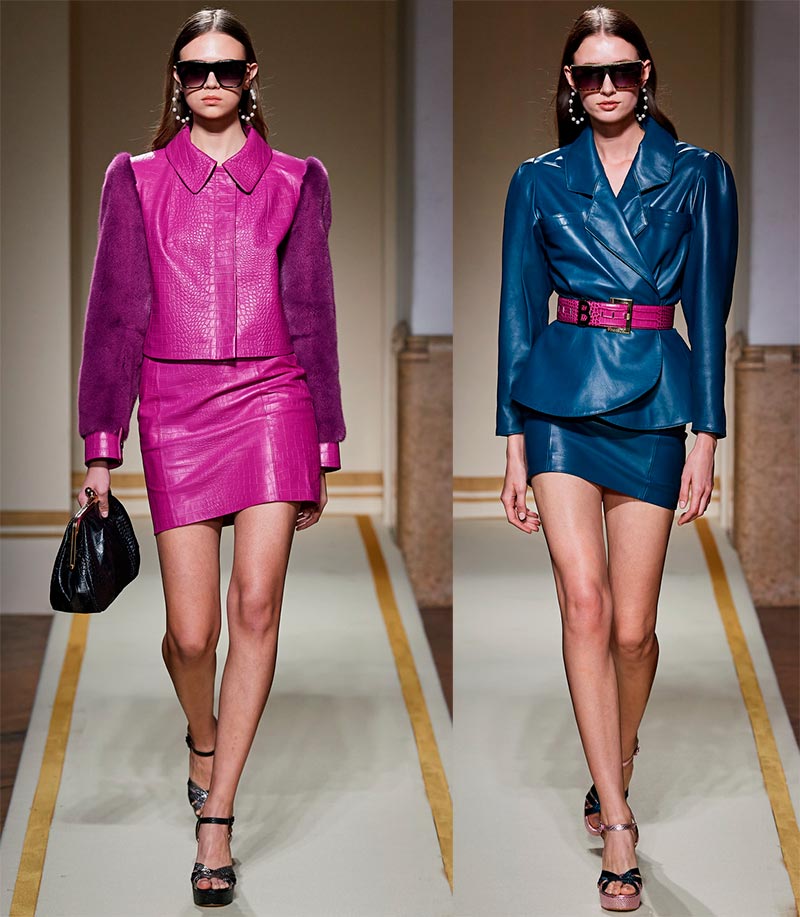 Costumes en cuir avec une jupe