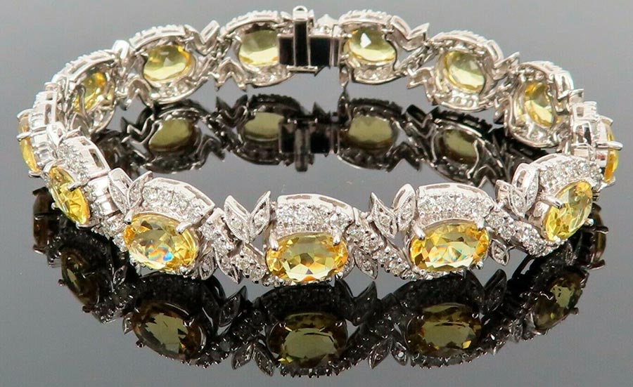 Bracelet avec héliodore et diamants