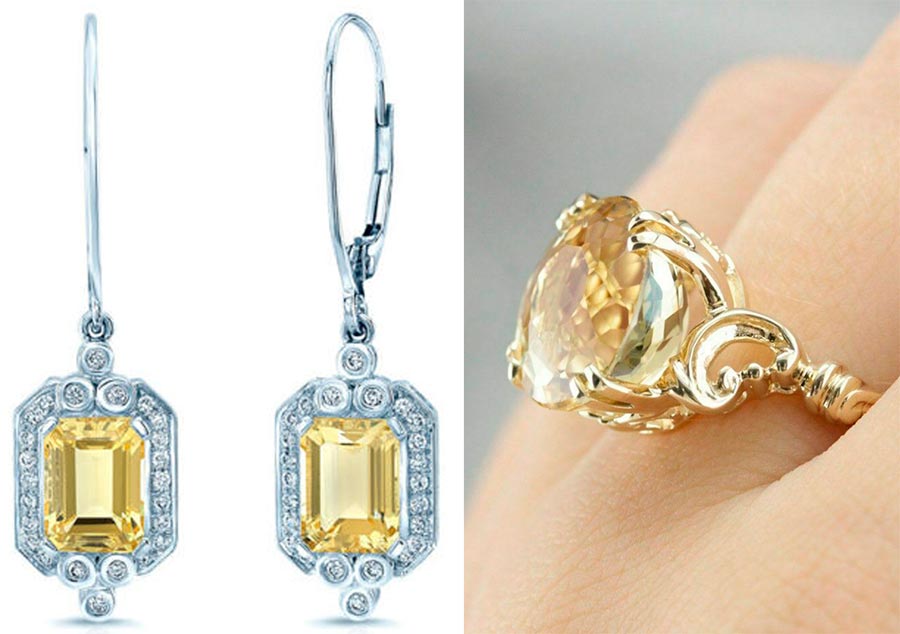 Boucles d'oreilles et bague