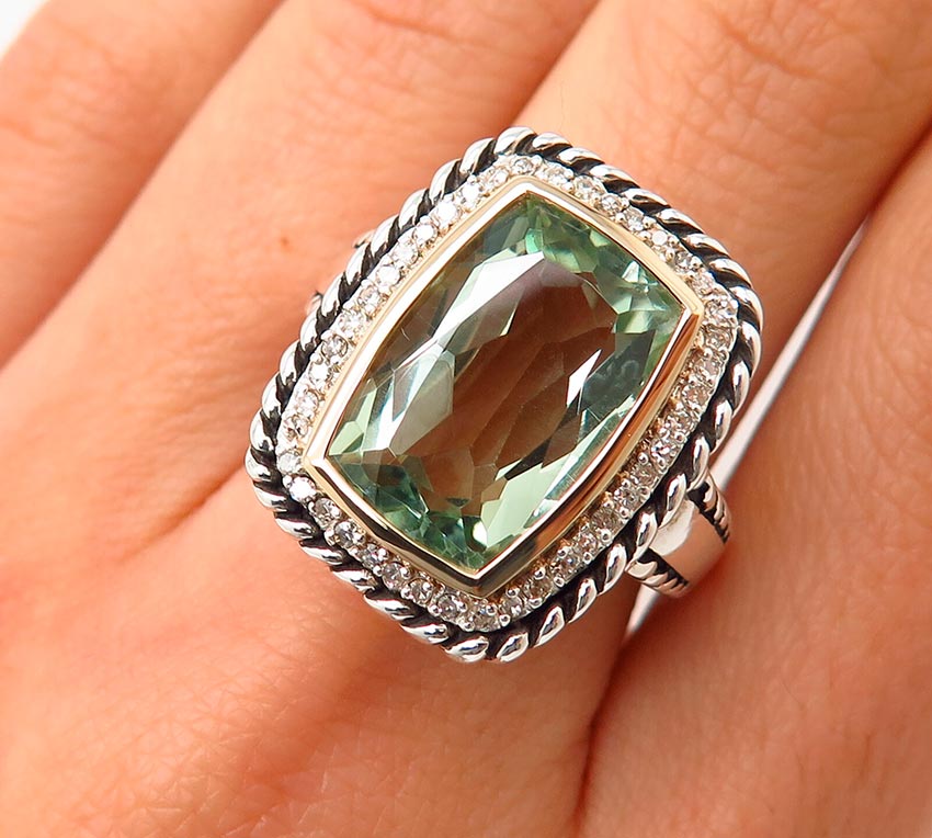 Pierre prasiolite - améthyste verte en bijouterie