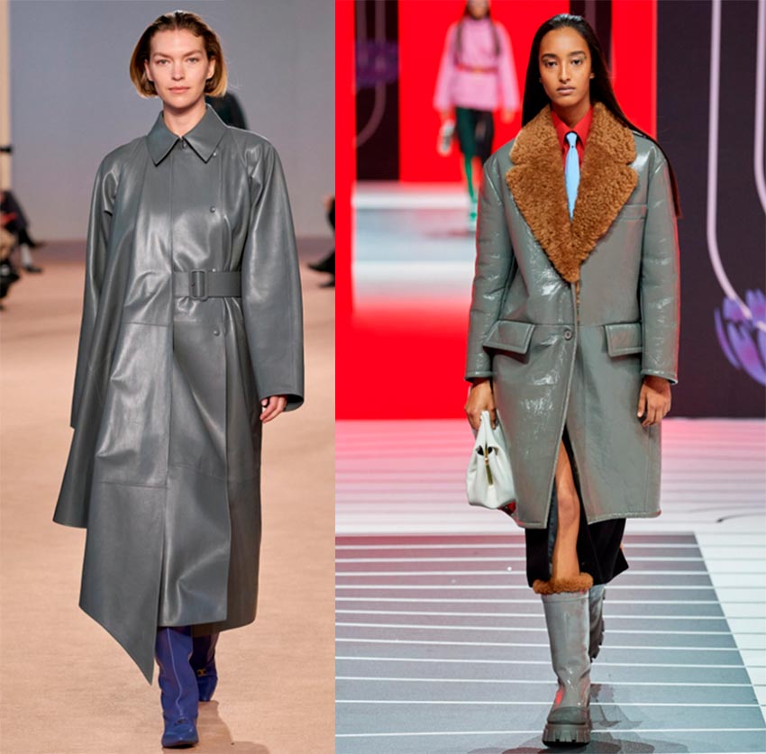 Manteau gris en cuir