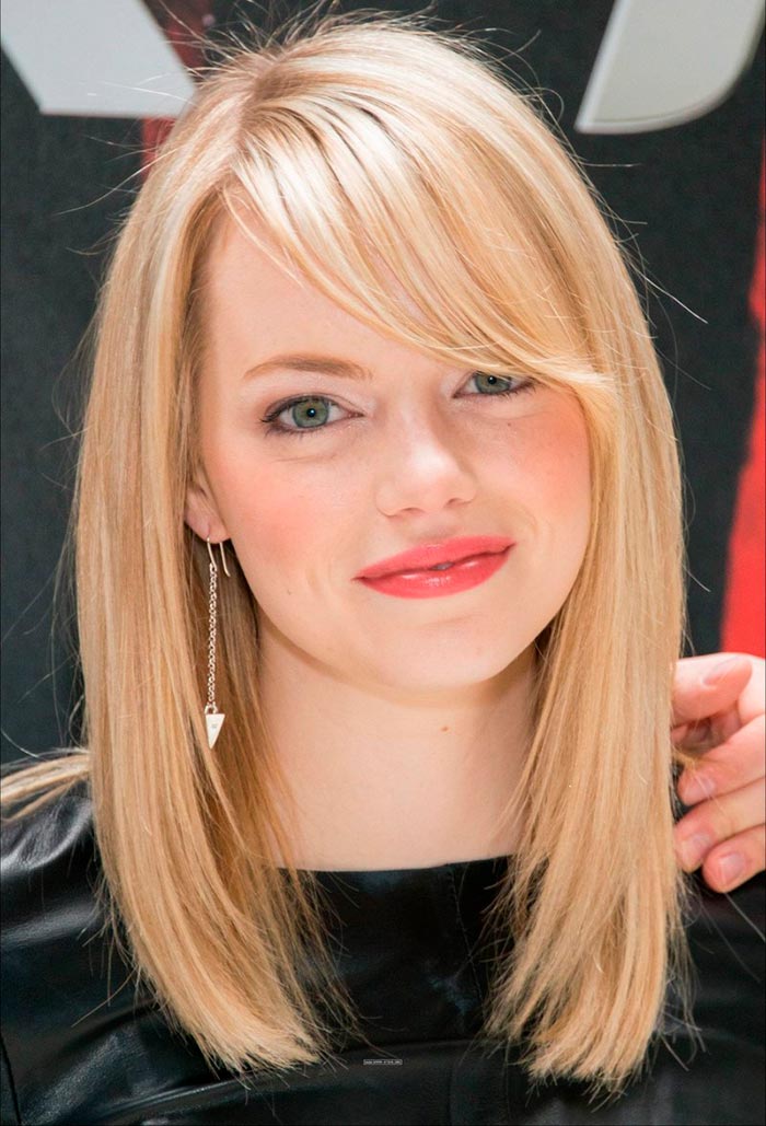 Frange sur un visage rond