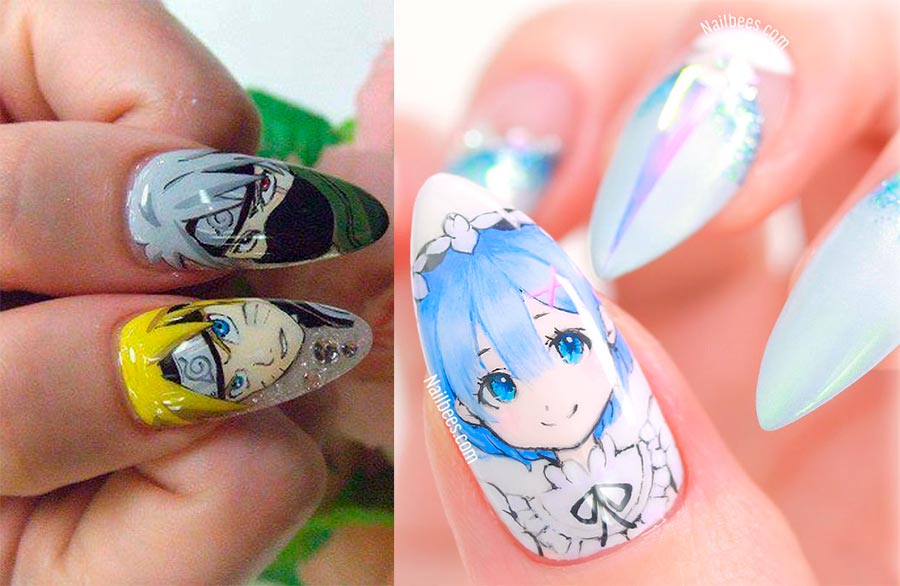 dessins d'ongles de style anime