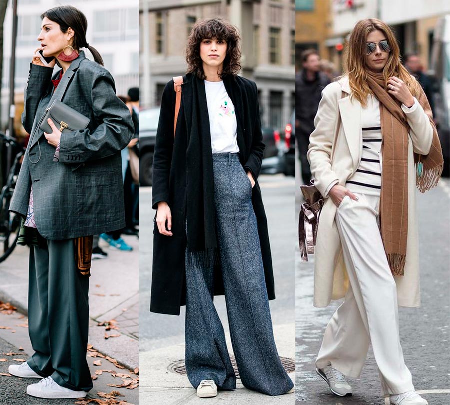 Pantalon palazzo avec baskets