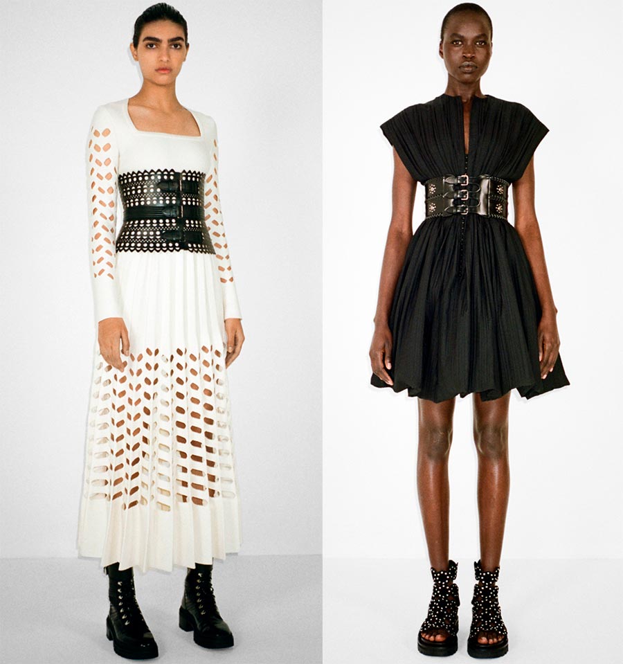 Avec ceintures corset